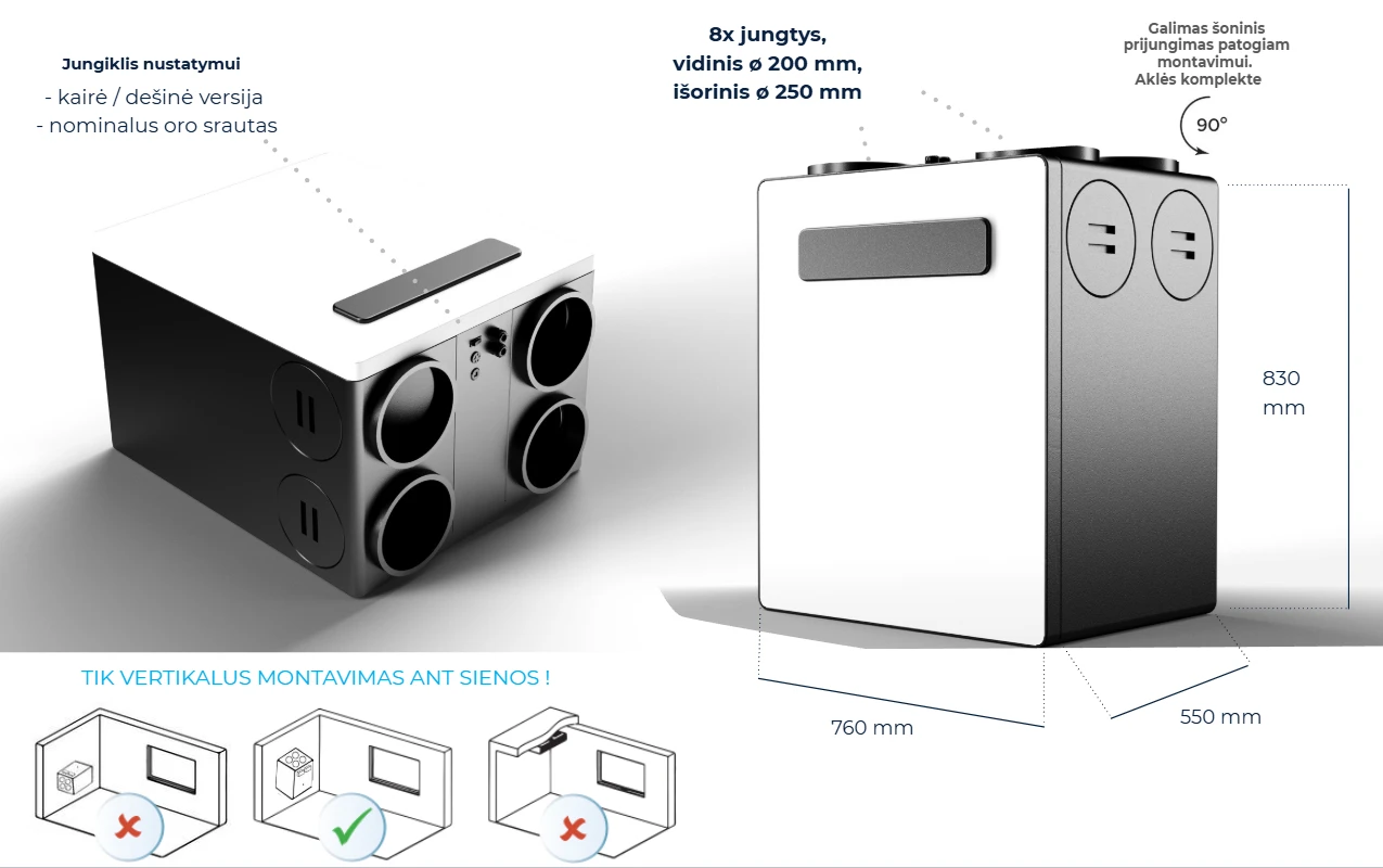 xvent xhouse 350 550 montavimas