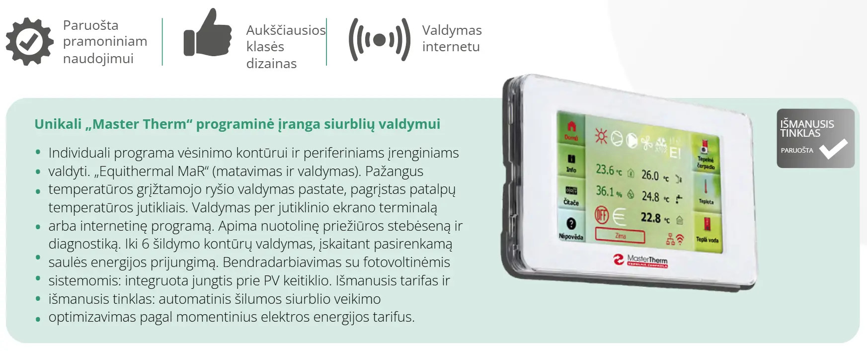 geoterminio šilumos siurblio valdymas