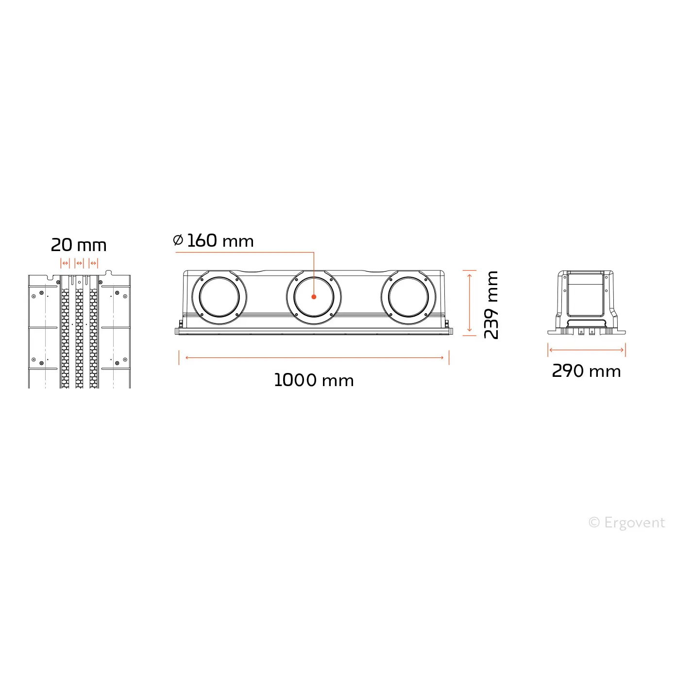 Plyšinis priglaistomas difuzorius Ergovent LINEO PRO CONDI 160 - Image 4